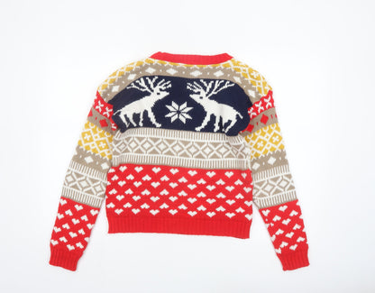 Boohoo Women's Multicoloured Fair Isle Christmas Jumper S Pullover Knit