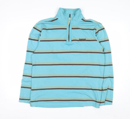Regatta Men's Blue Striped 1/4 Zip Cotton Sweatshirt Size M