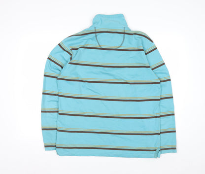Regatta Men's Blue Striped 1/4 Zip Cotton Sweatshirt Size M