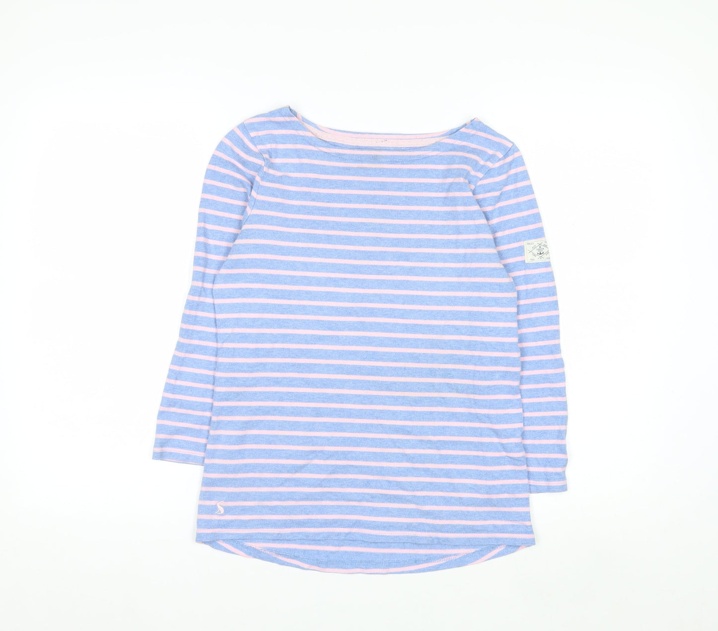 Joules Women’s Blue Striped Long Sleeve Boat Neck Cotton Top UK 6