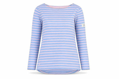 Joules Women’s Blue Striped Long Sleeve Boat Neck Cotton Top UK 6