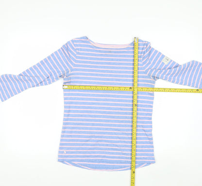 Joules Women’s Blue Striped Long Sleeve Boat Neck Cotton Top UK 6