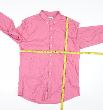 Farah Men's Pink Slim Fit Button-Down Cotton Shirt XL