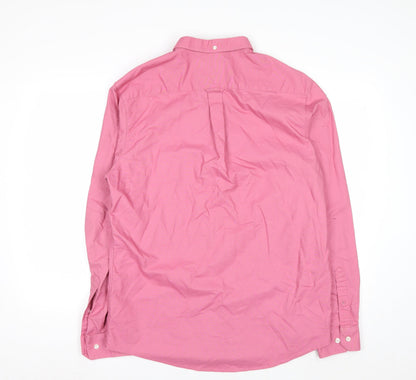 Farah Men's Pink Slim Fit Button-Down Cotton Shirt XL