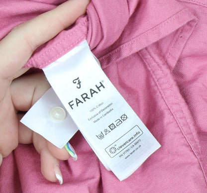 Farah Men's Pink Slim Fit Button-Down Cotton Shirt XL