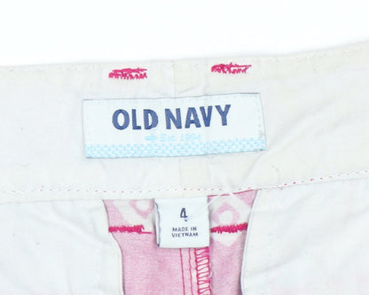 Old Navy Women Pink Geometric Chino Shorts Size 8
