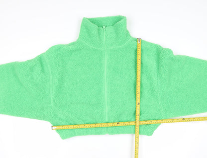 ASOS DESIGN Womens Green Size 10 Full Zip Cropped Fleece Sweatshirt