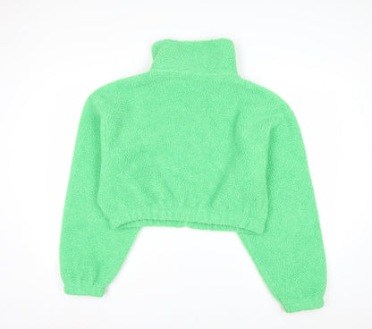 ASOS DESIGN Womens Green Size 10 Full Zip Cropped Fleece Sweatshirt