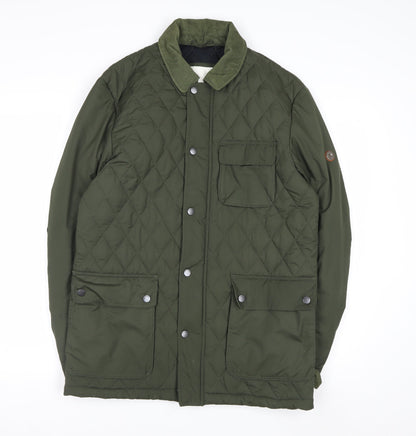 Ben Sherman Mens Green Quilted Mid-Length Jacket S