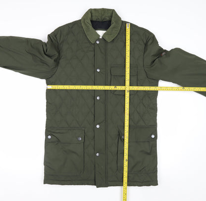 Ben Sherman Mens Green Quilted Mid-Length Jacket S
