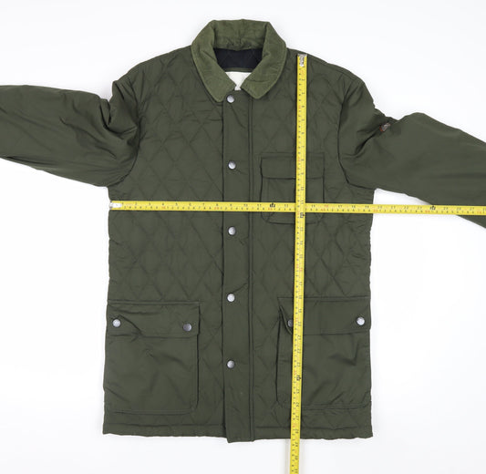Ben Sherman Mens Green Quilted Mid-Length Jacket S