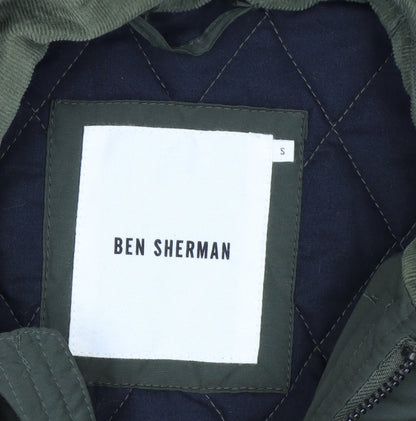 Ben Sherman Mens Green Quilted Mid-Length Jacket S