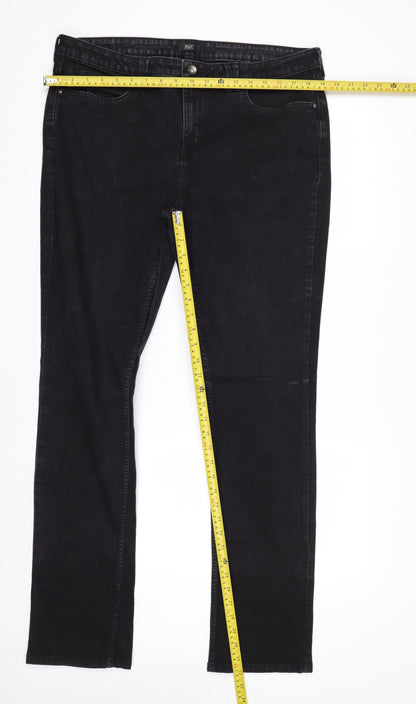 F&F Women's Black Stretch Straight Jeans Size 18 Long