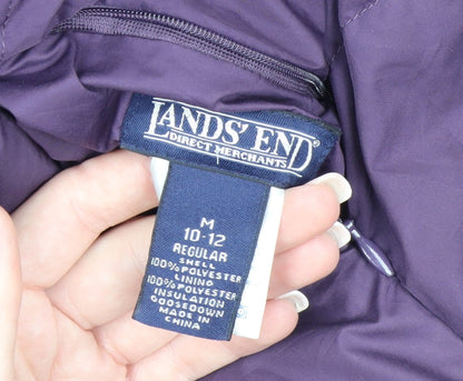 Lands' End Womens Purple Down Puffer Jacket Size 12 Regular Winter Coat