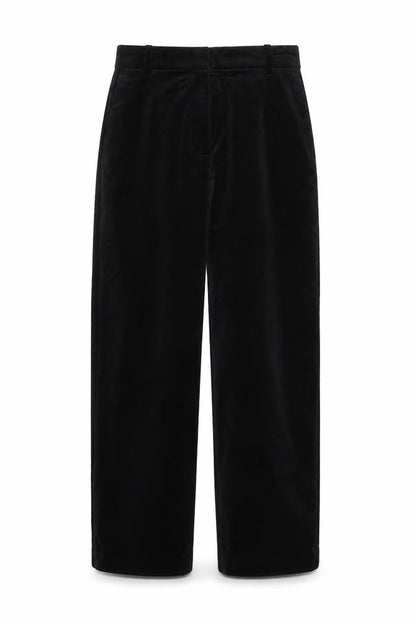 Marks and Spencer Women Black Velvet Trousers Size 10 Regular