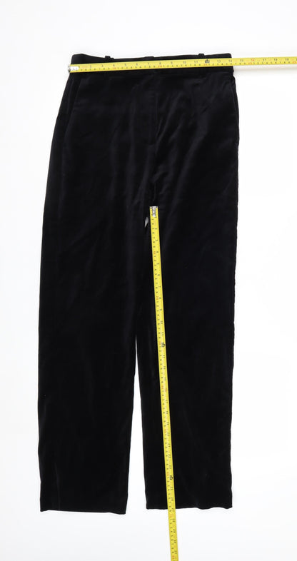 Marks and Spencer Women Black Velvet Trousers Size 10 Regular