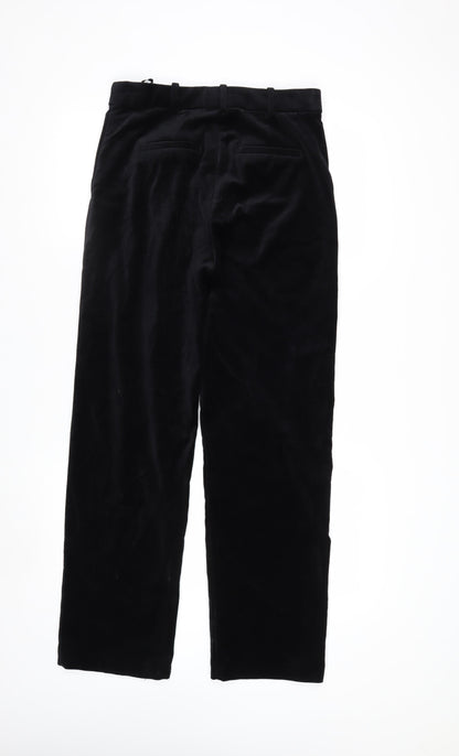 Marks and Spencer Women Black Velvet Trousers Size 10 Regular