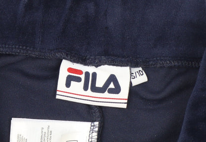Fila Womens Blue Velour Jogger Trousers Size S Elastic Waist