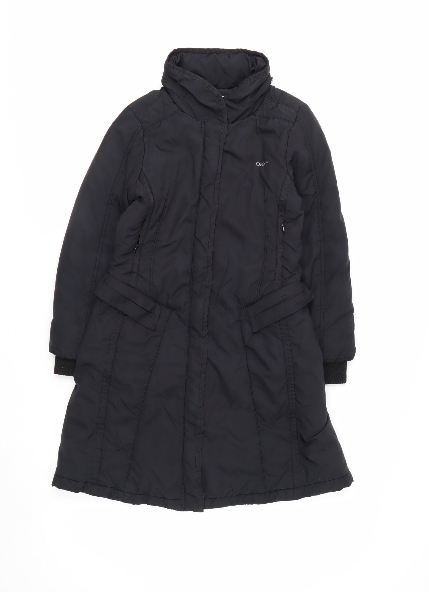 DKNY Women's Black Long Puffer Coat Size 10 Insulated Winter Jacket