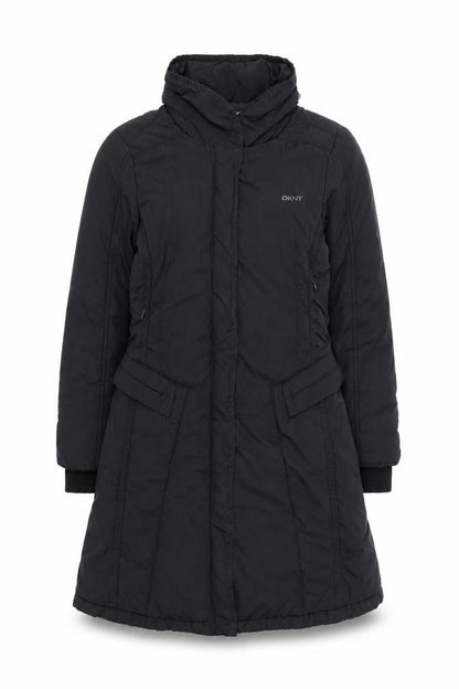 DKNY Women's Black Long Puffer Coat Size 10 Insulated Winter Jacket