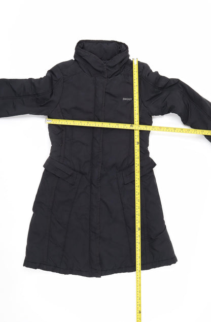 DKNY Women's Black Long Puffer Coat Size 10 Insulated Winter Jacket