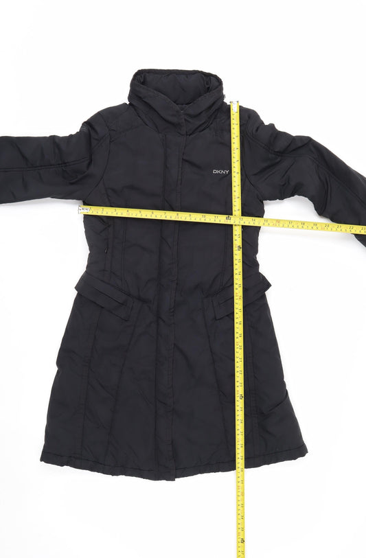 DKNY Women's Black Long Puffer Coat Size 10 Insulated Winter Jacket