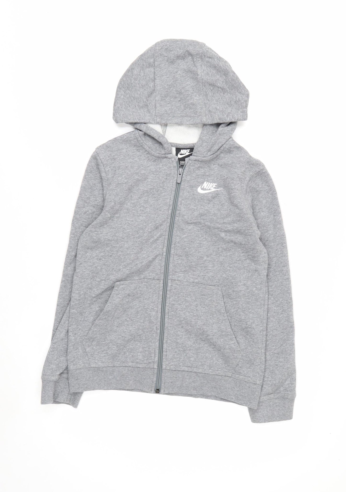 Nike Boys Grey Full Zip Hoodie Size 10-11 Years Standard Fit