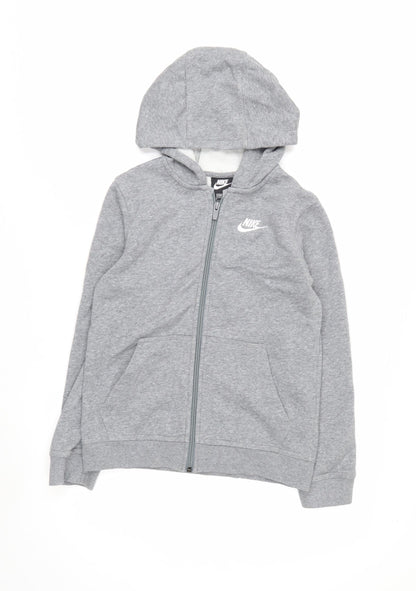 Nike Boys Grey Full Zip Hoodie Size 10-11 Years Standard Fit