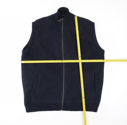 James Pringle Men's Blue Fleece Lined Zip Waistcoat Bodywarmer L