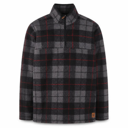 John Wayne Men's Grey Check 1/4 Zip Fleece Pullover Sweatshirt M