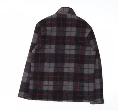 John Wayne Men's Grey Check 1/4 Zip Fleece Pullover Sweatshirt M
