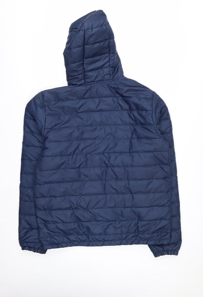 Mountain Ridge Men's Blue Hooded Puffer Jacket M Lined Winter Coat