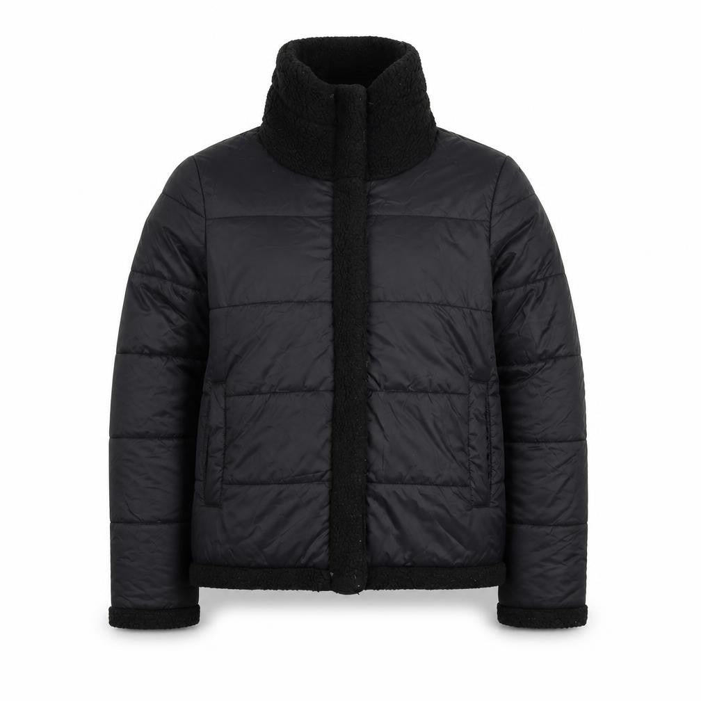 Guess Men's Black Mid-Length Puffer Jacket Size M with Stand-Up Collar