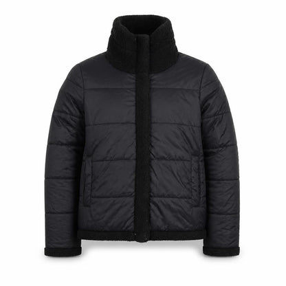 Guess Men's Black Mid-Length Puffer Jacket Size M with Stand-Up Collar