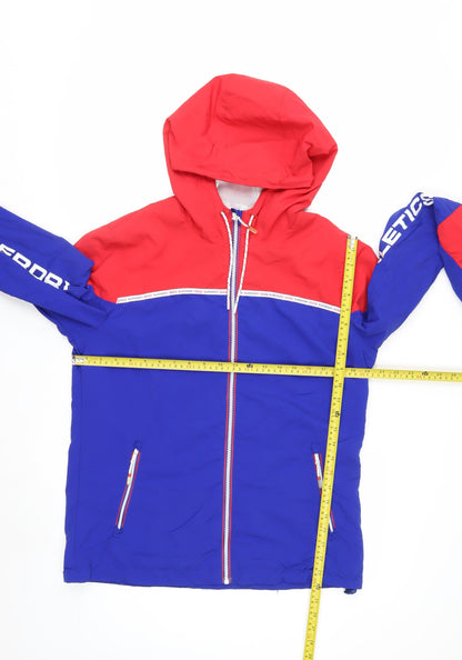 Superdry Women's Blue Red Hooded Windbreaker Jacket Size 14 L