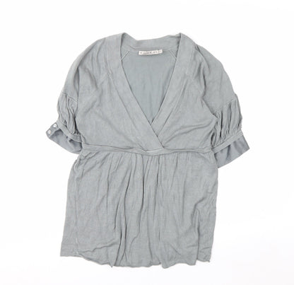 Kookai Women’s Grey Wrap Knit Short Sleeve Jumper Size 8