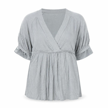 Kookai Women’s Grey Wrap Knit Short Sleeve Jumper Size 8