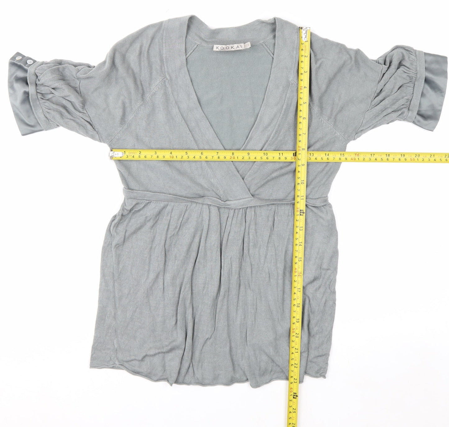 Kookai Women’s Grey Wrap Knit Short Sleeve Jumper Size 8