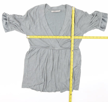Kookai Women’s Grey Wrap Knit Short Sleeve Jumper Size 8