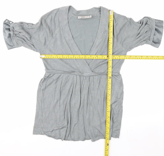 Kookai Women’s Grey Wrap Knit Short Sleeve Jumper Size 8