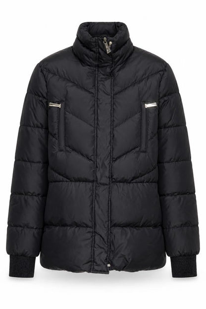 Just Cavalli Women's Black Puffer Jacket Size 12 Mid-Length Winter Coat