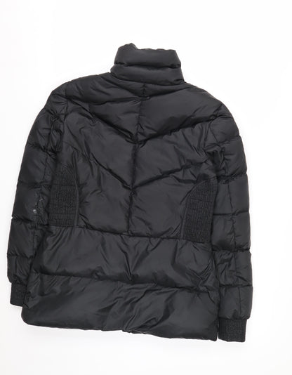 Just Cavalli Women's Black Puffer Jacket Size 12 Mid-Length Winter Coat