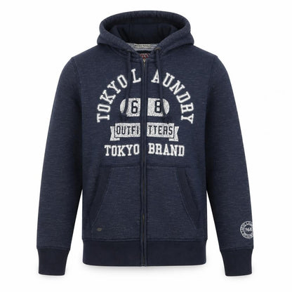 Tokyo Laundry Men's Blue XL Full Zip Hoodie with Logo Print