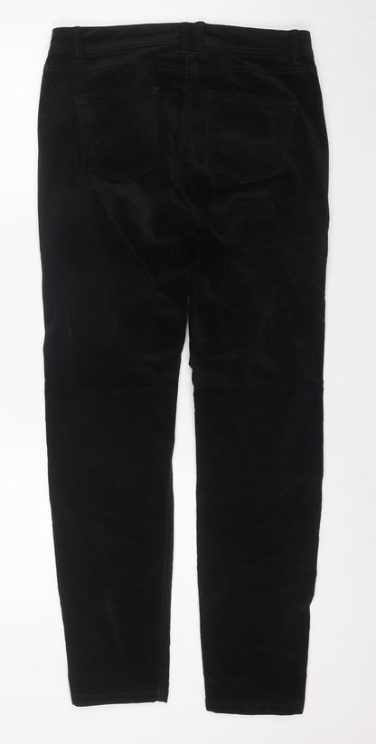 Marks and Spencer Women's Black Velvet Stretch Slim Trousers Size 10