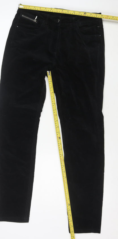 Marks and Spencer Women's Black Velvet Stretch Slim Trousers Size 10