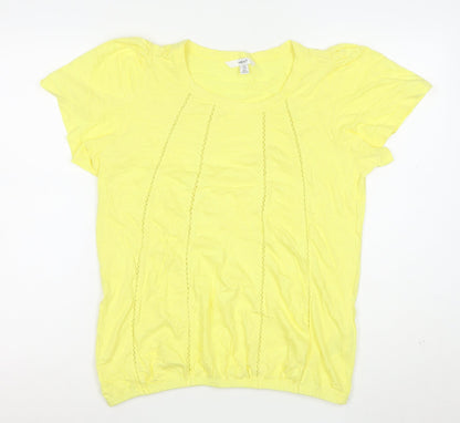 Next Women Yellow Short Sleeve Cotton T-Shirt Size 12