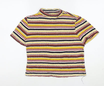 River Island Womens Multicoloured Striped Cropped T-Shirt Size 16