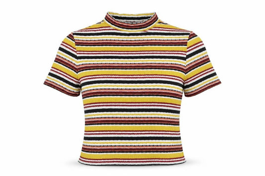 River Island Womens Multicoloured Striped Cropped T-Shirt Size 16