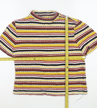 River Island Womens Multicoloured Striped Cropped T-Shirt Size 16