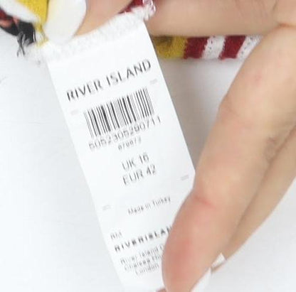 River Island Womens Multicoloured Striped Cropped T-Shirt Size 16